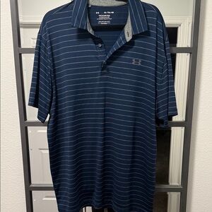 Under Armour Men's Dark Blue Striped Polo